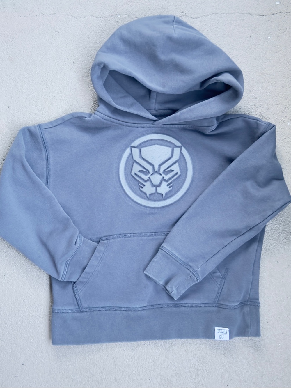 GAP Kids Slate Blue Pullover Hoodie with Emblem Sz S 6-7